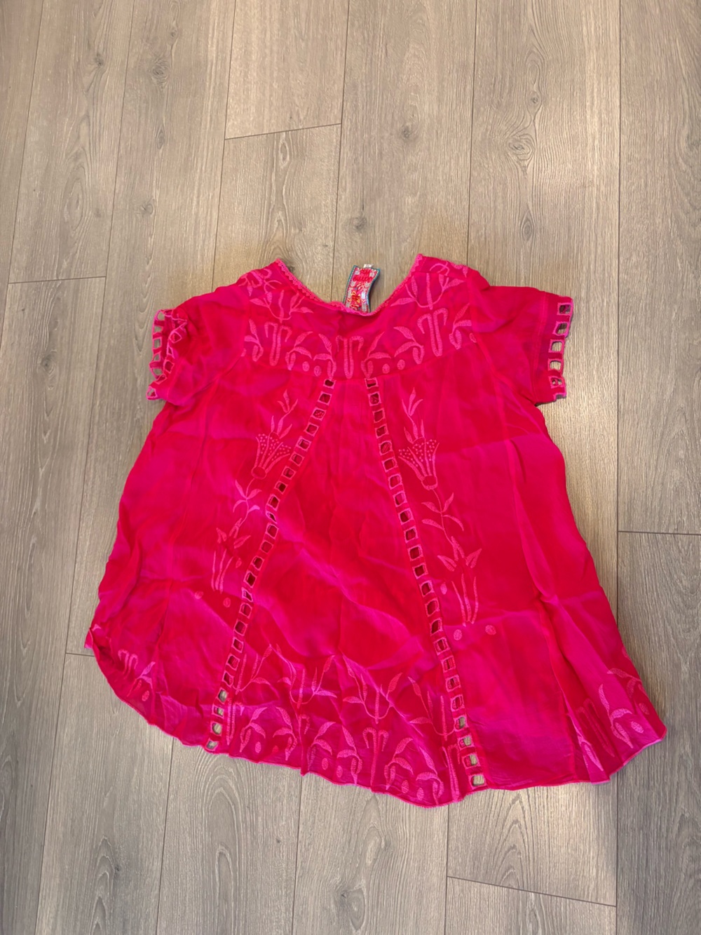 Johnny Was Pink Floral Embroidered Blouse Size XS Whimsical Boho - Picture 3 of 6